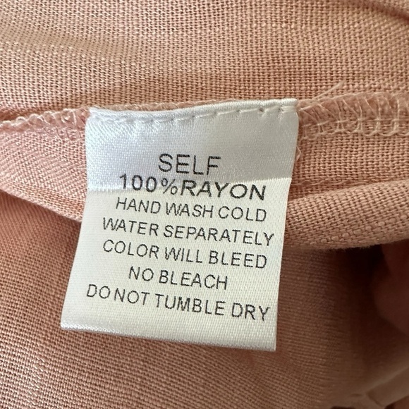 NWT Pinch deep v-neck tiered mini dress 3/4 sleeve dusty pink size M bohemian - Picture 6 of 7